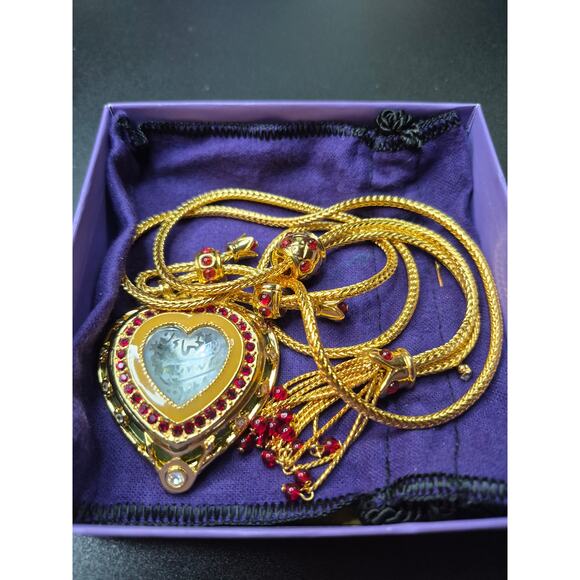 Elizabeth Taylor for Avon Shah Jehan Taj Mahal Heart Necklace Gold-Tone Ruby - Picture 2 of 15